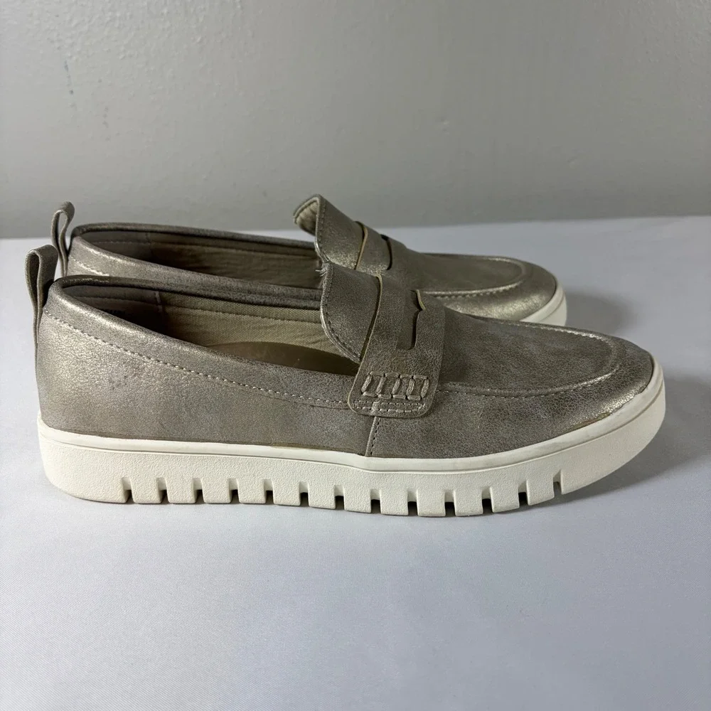 Tommy Bahama Venus Metallic Gold Penny Loafer Platform Sneakers Womens 8.5 M